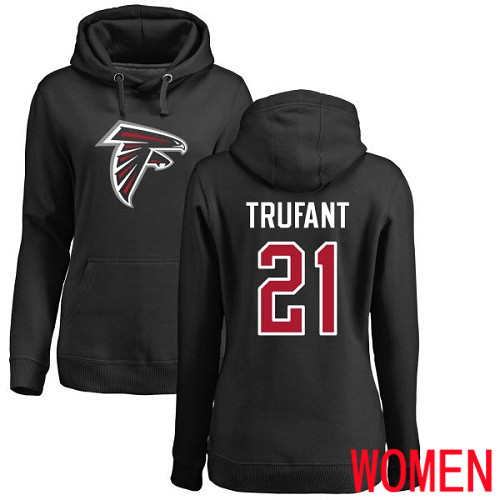 Atlanta Falcons Black Women Desmond Trufant Name And Number Logo NFL Football #21 Pullover Hoodie Sweatshirts